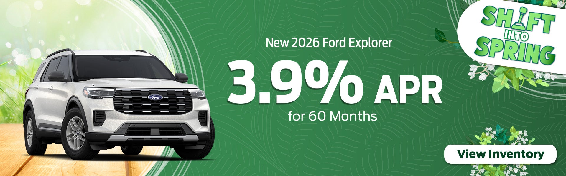 Get 3.9% APR for 60 months on a new 2026 Ford Explorer – Cle