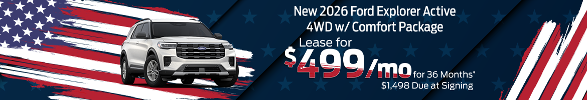 Lease a 2026 Ford Explorer Active 4WD for $499/mo – Cleveland, TN