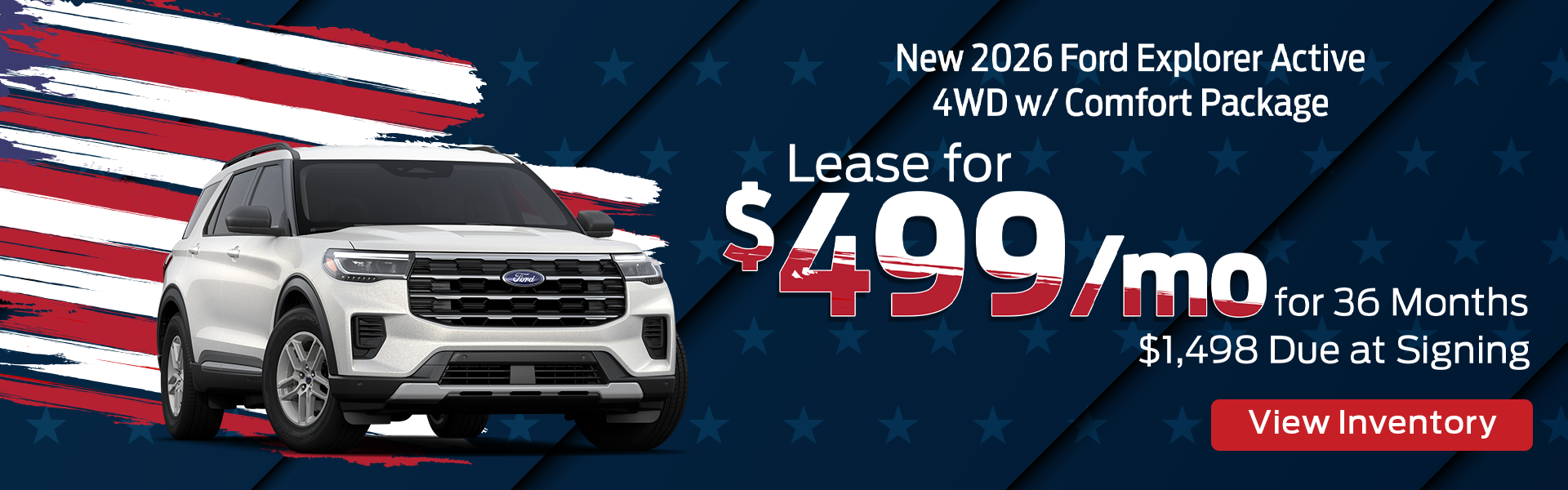 Lease a 2026 Ford Explorer Active 4WD for $499/mo – Clevelan