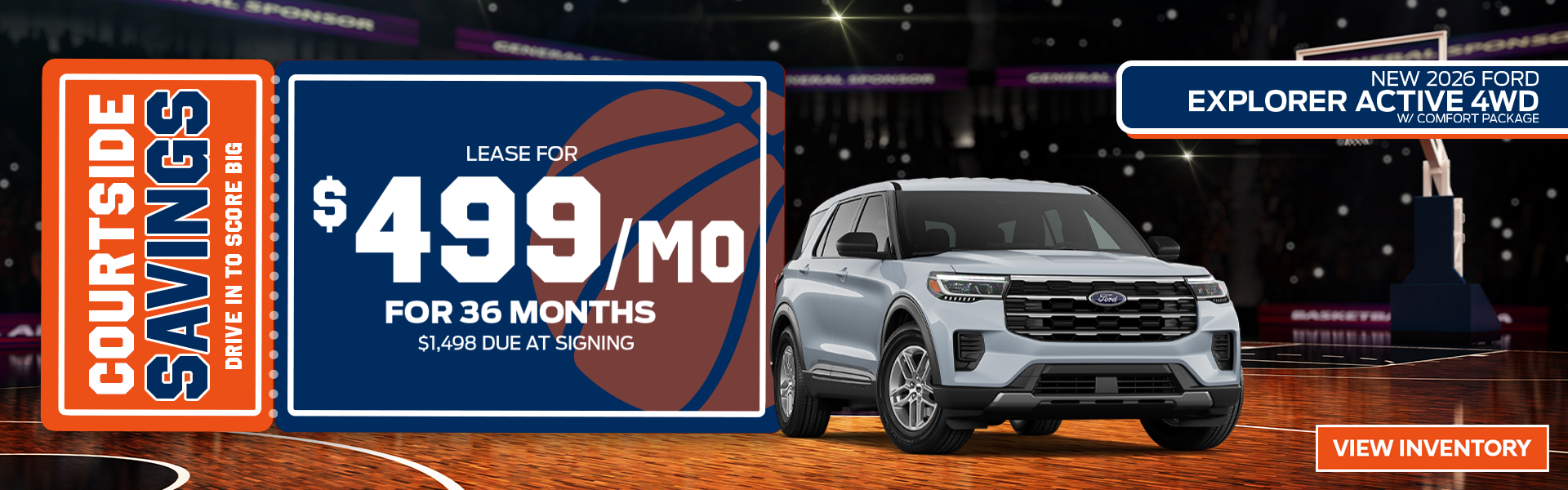 Lease a 2026 Ford Explorer Active 4WD for $499/mo – Clevelan